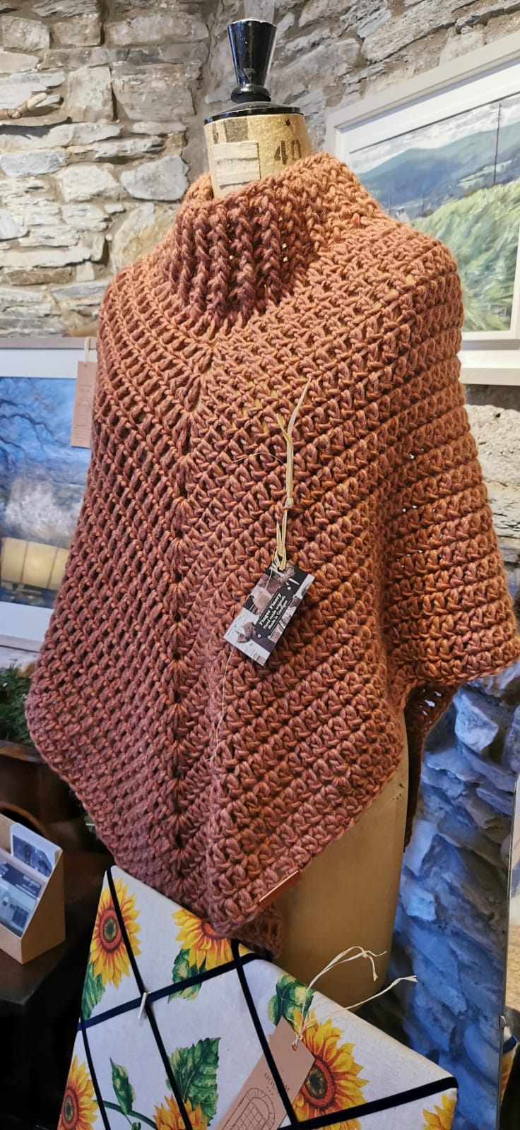 Hand Knitted Poncho-Harvest