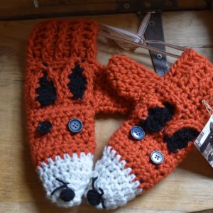 Hand Knitted Fox Mittens